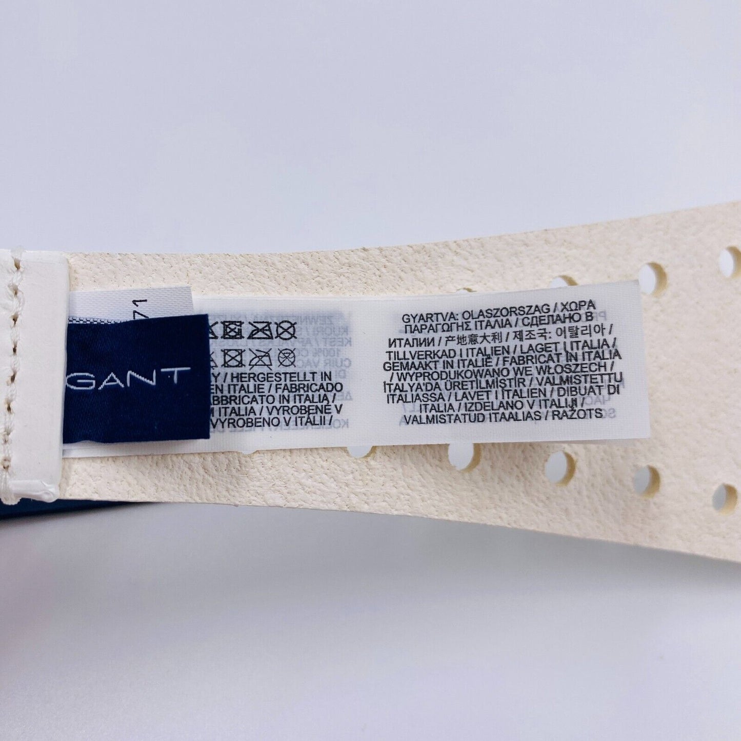 GANT Ladies White 100% Leather Perforated Waist Belt Size 70 cm 28 in.