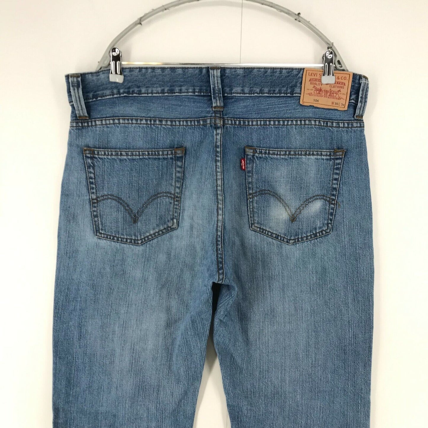 Vintage Levi's 506 Blue Regular Straight Fit Distressed Jeans W38 L34