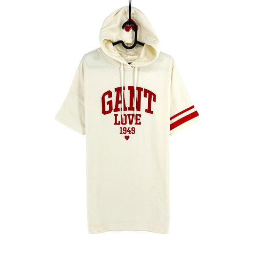 GANT Women White Collegiate Heart SS Hoodie Dress Size XS