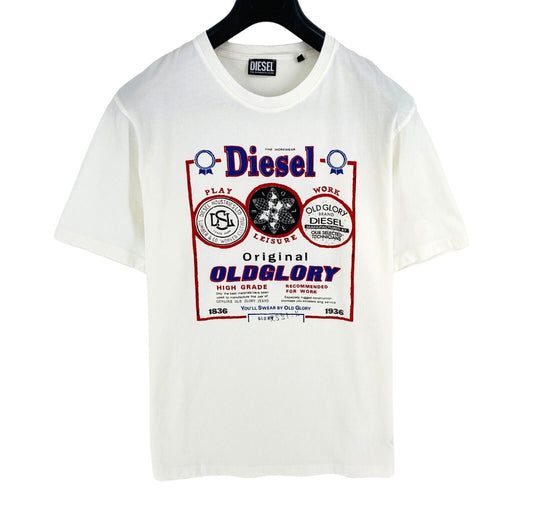 DIESEL Men White T-JUST-E36 Crew Neck T Shirt Size 3XL XXXL