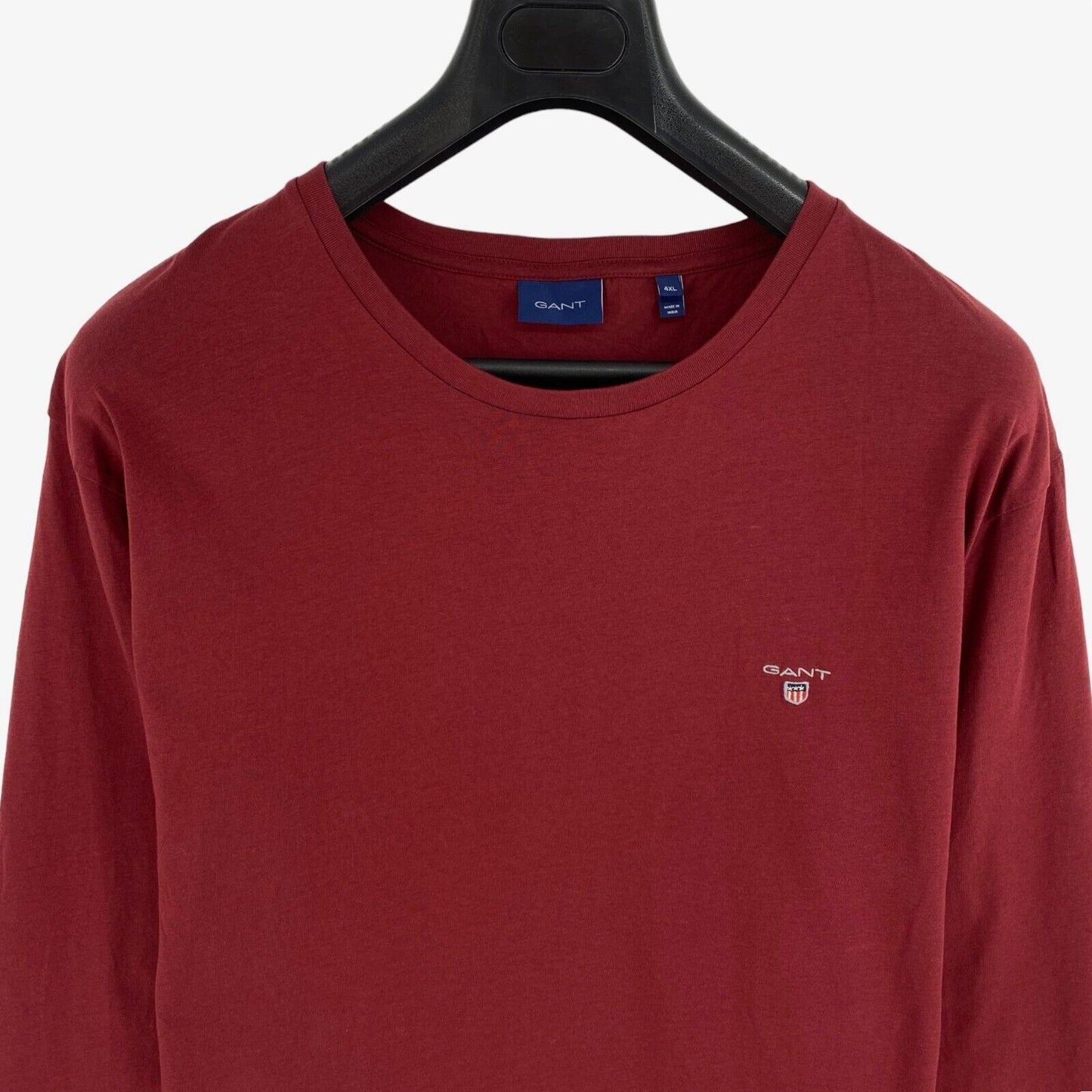 GANT Men Dark Red Original Crew Neck Long Sleeve T Shirt Size 4XL