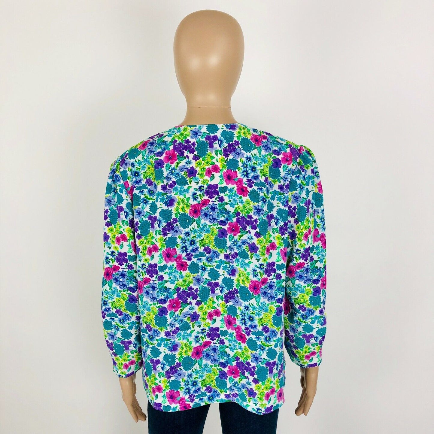 Vintage Women's Flowered Blouse Top Shirt EUR 42 US 12 UK 14