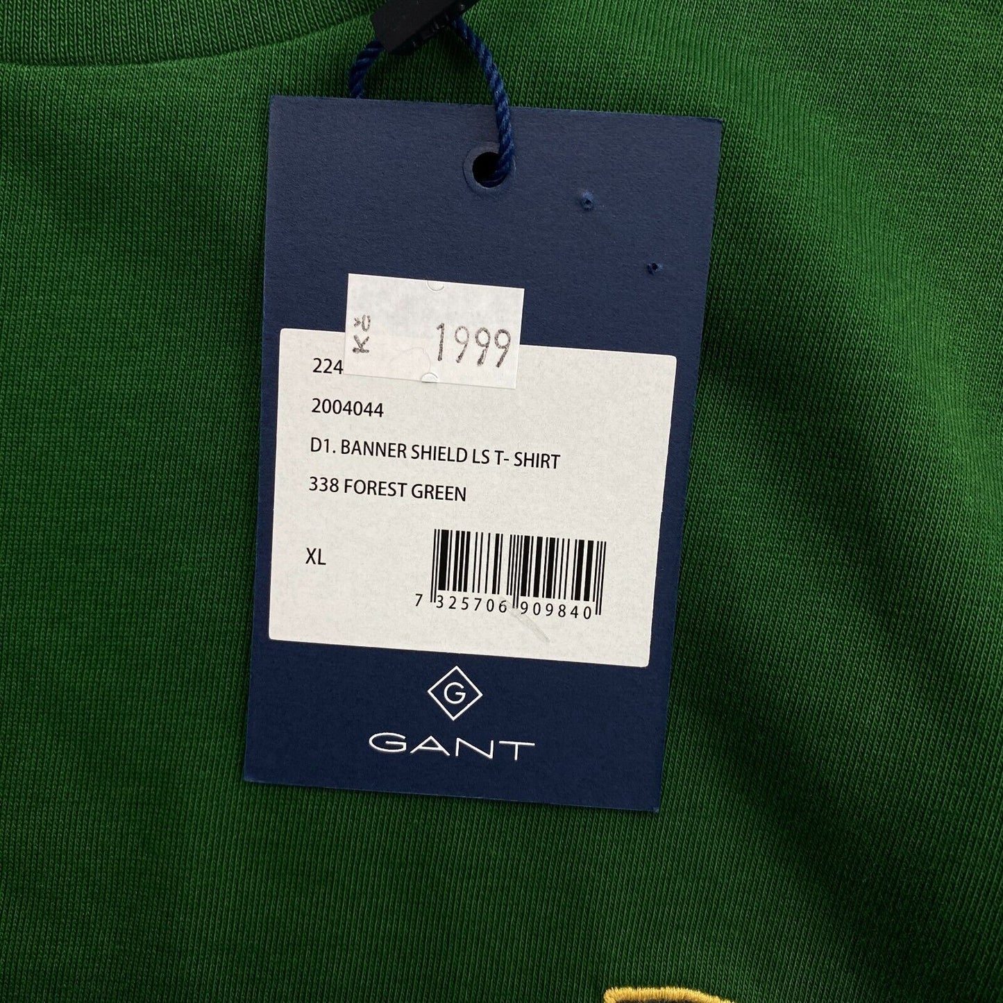 GANT Dark Green Banner Shield Long Sleeves Crew Neck T Shirt Size XL