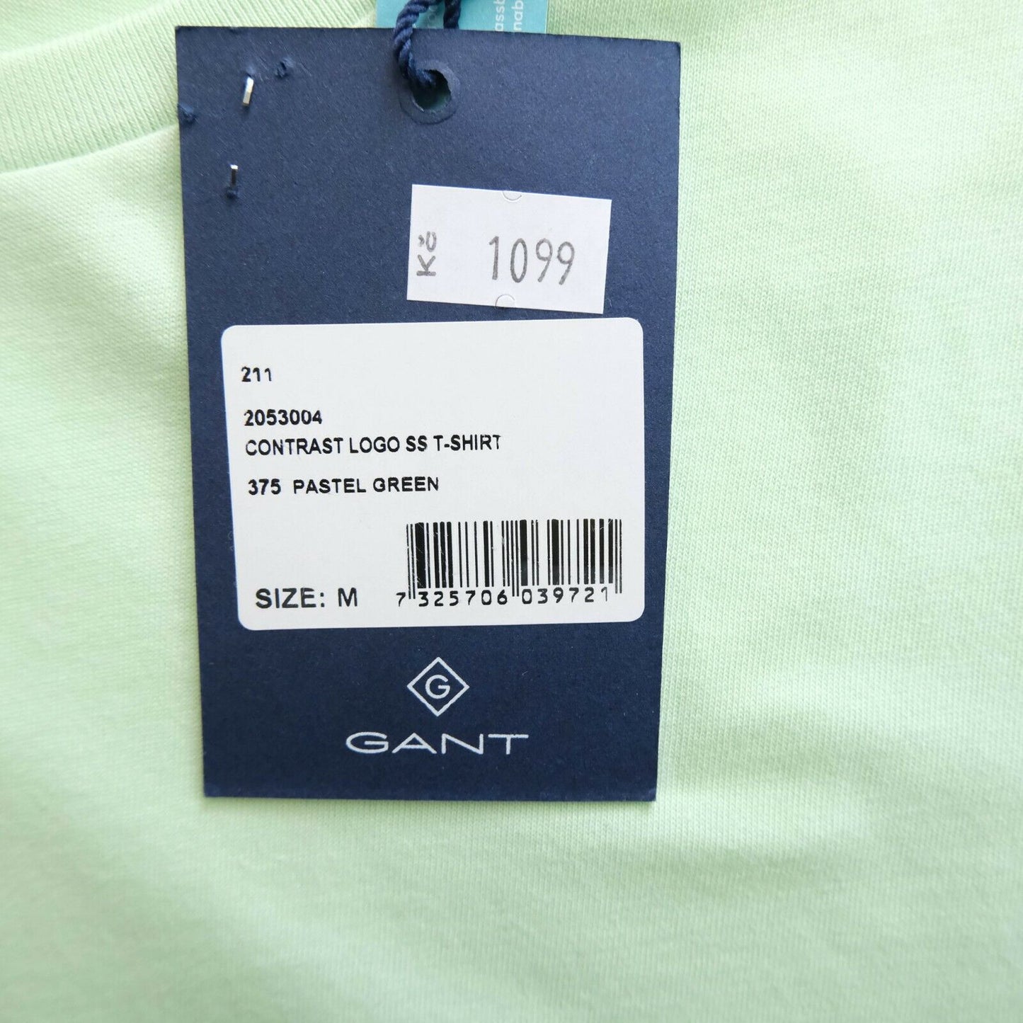 GANT Light Green Lock Up Logo Crew Neck T Shirt Size M