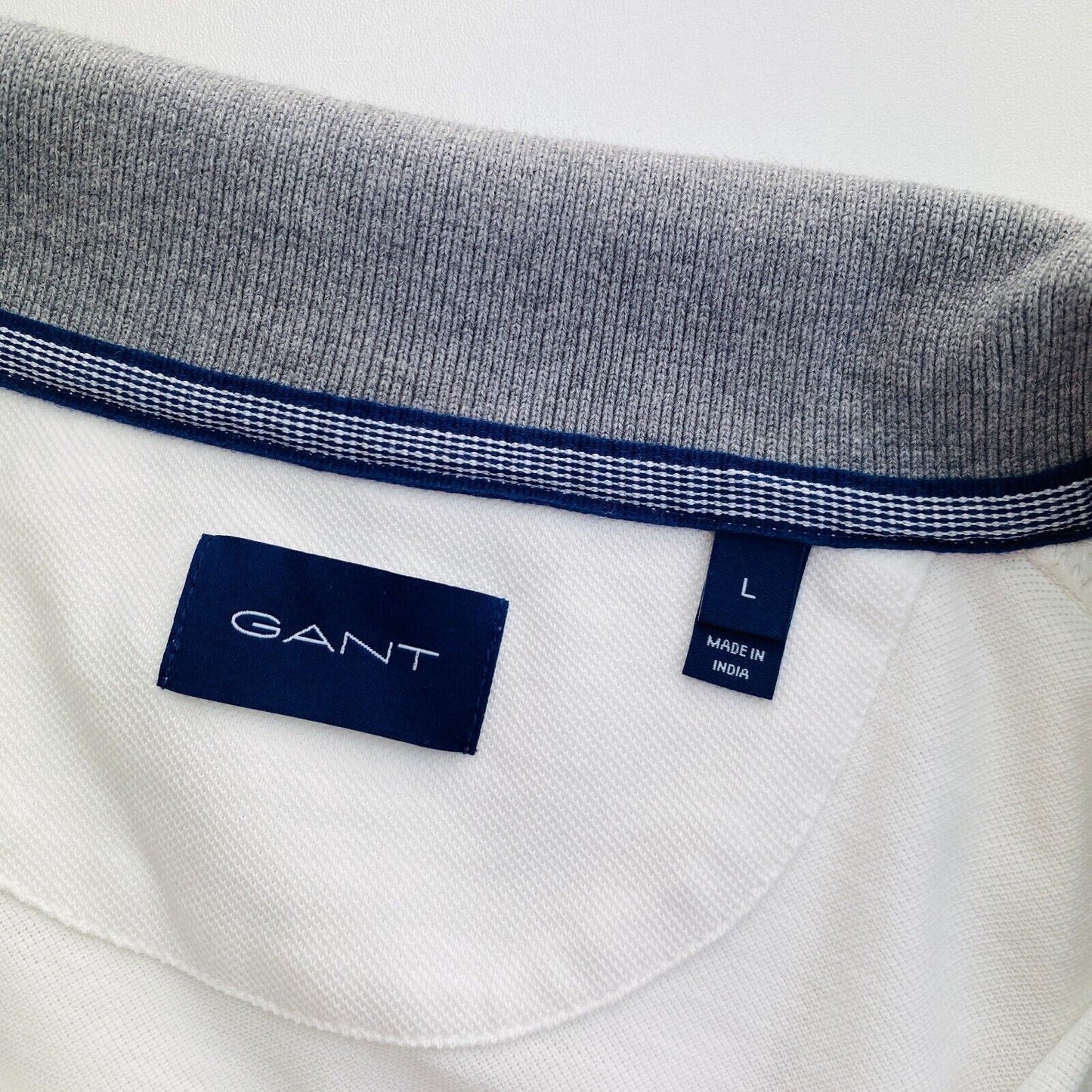 GANT White Pique Rugger Polo Neck Shirt Size L