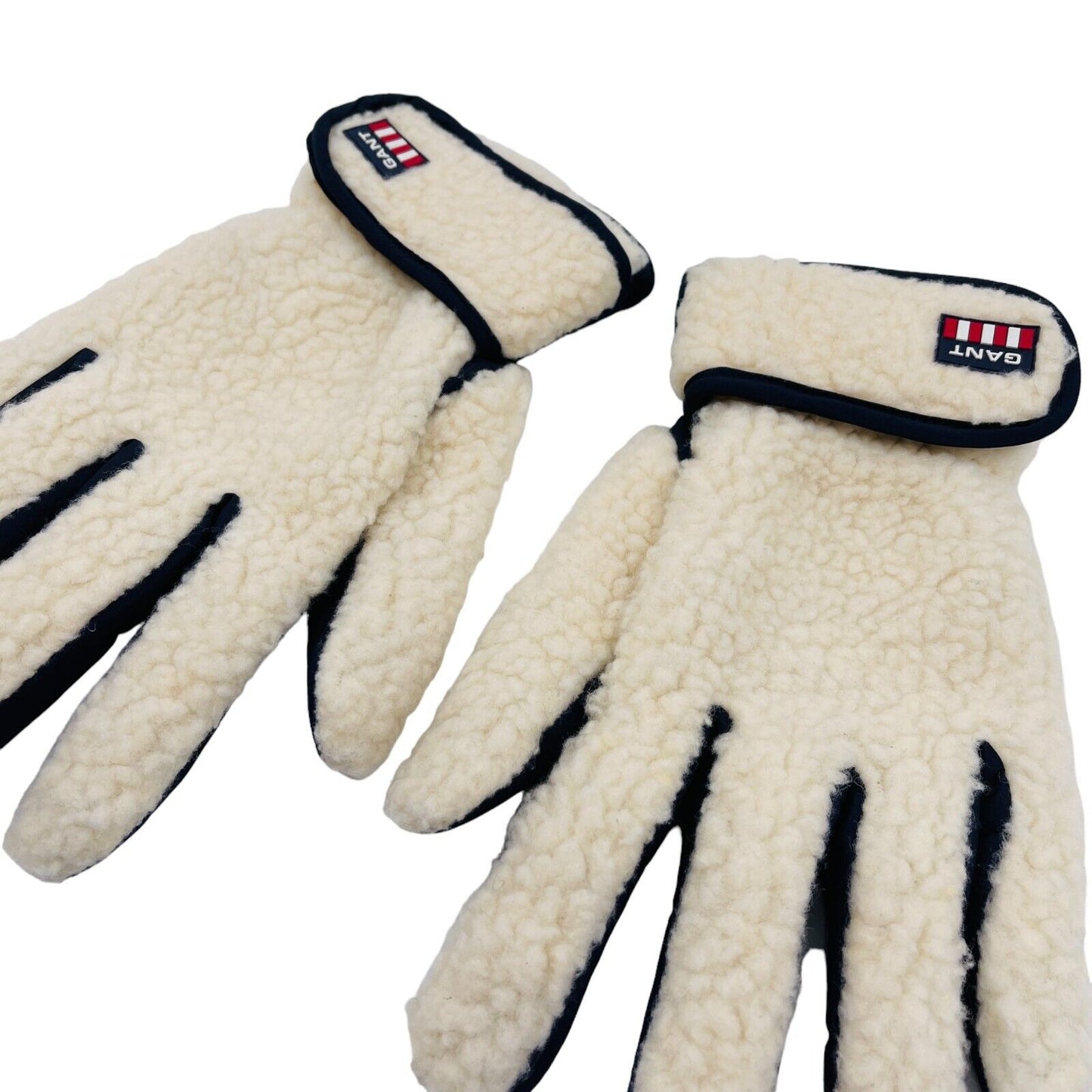 GANT Beige Shearling Outside Wool & Cashmere Lining Women Gloves Size L XL