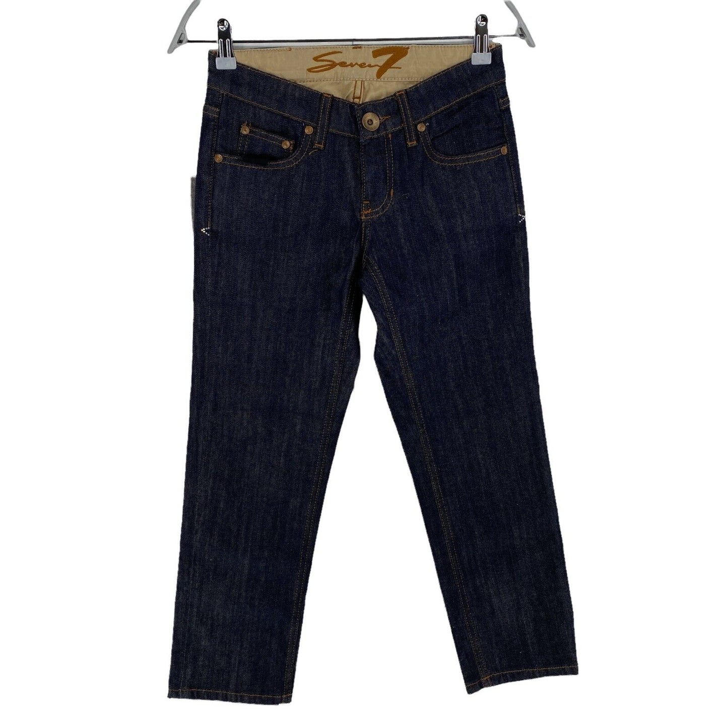 UVP €140 Seven7 Marineblaue Capri-Jeans aus Baumwollmischung, Regular Fit, Größe 24 W26