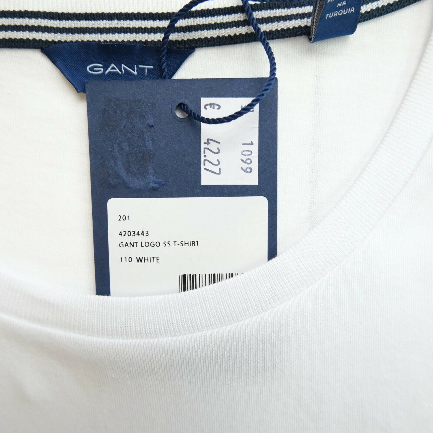 GANT White Big Logo Crew Neck T Shirt Size XS S