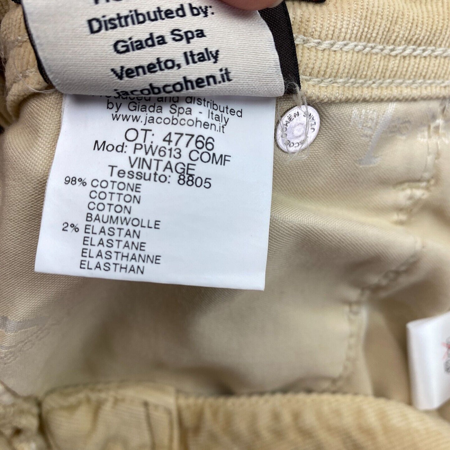 Jacob Cohen Italienische Premium Luxus Cordhose Hose Größe W29 L34