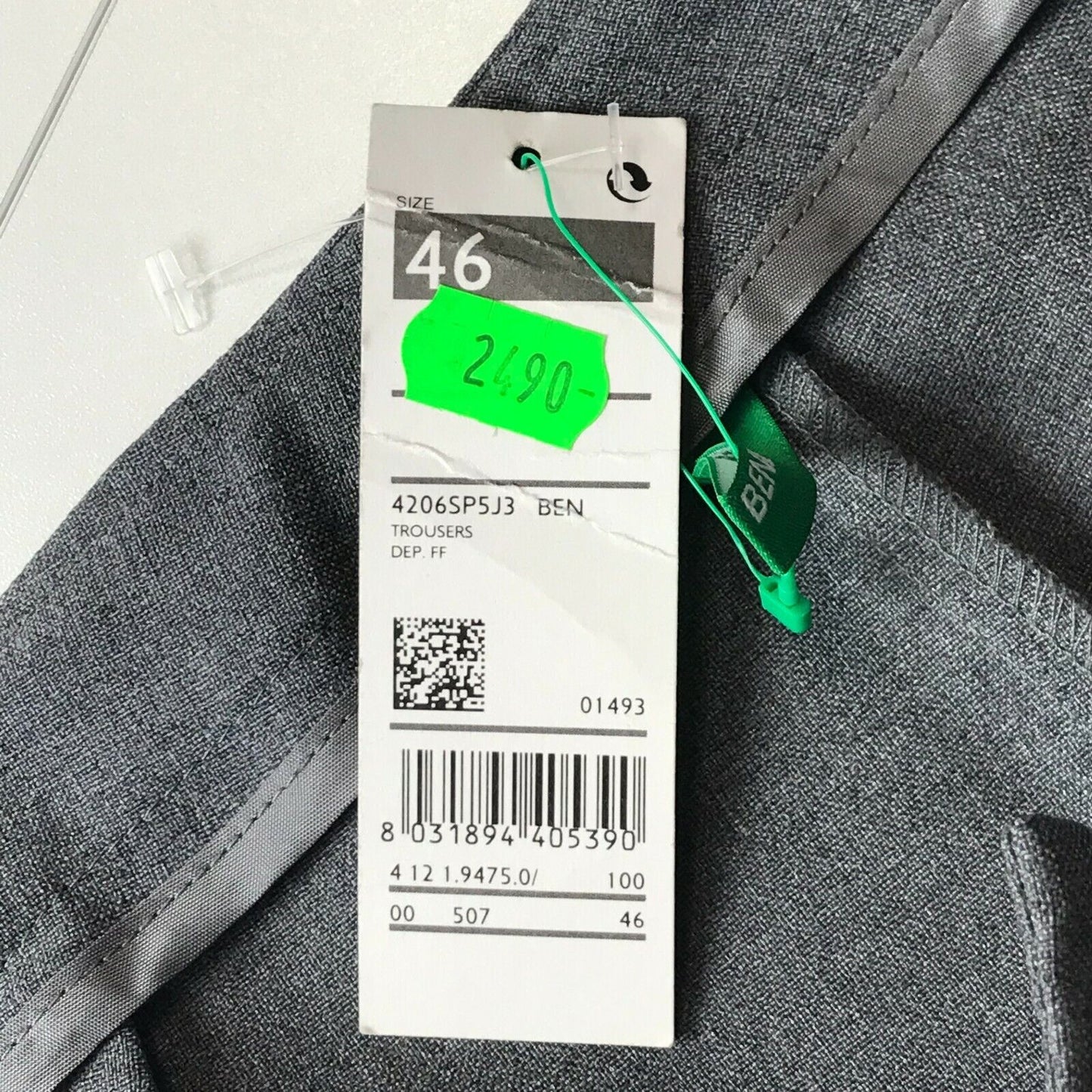 UNITED COLORS OF BENETTON Women Grey Slim Fit Trousers Size EUR 46 W36