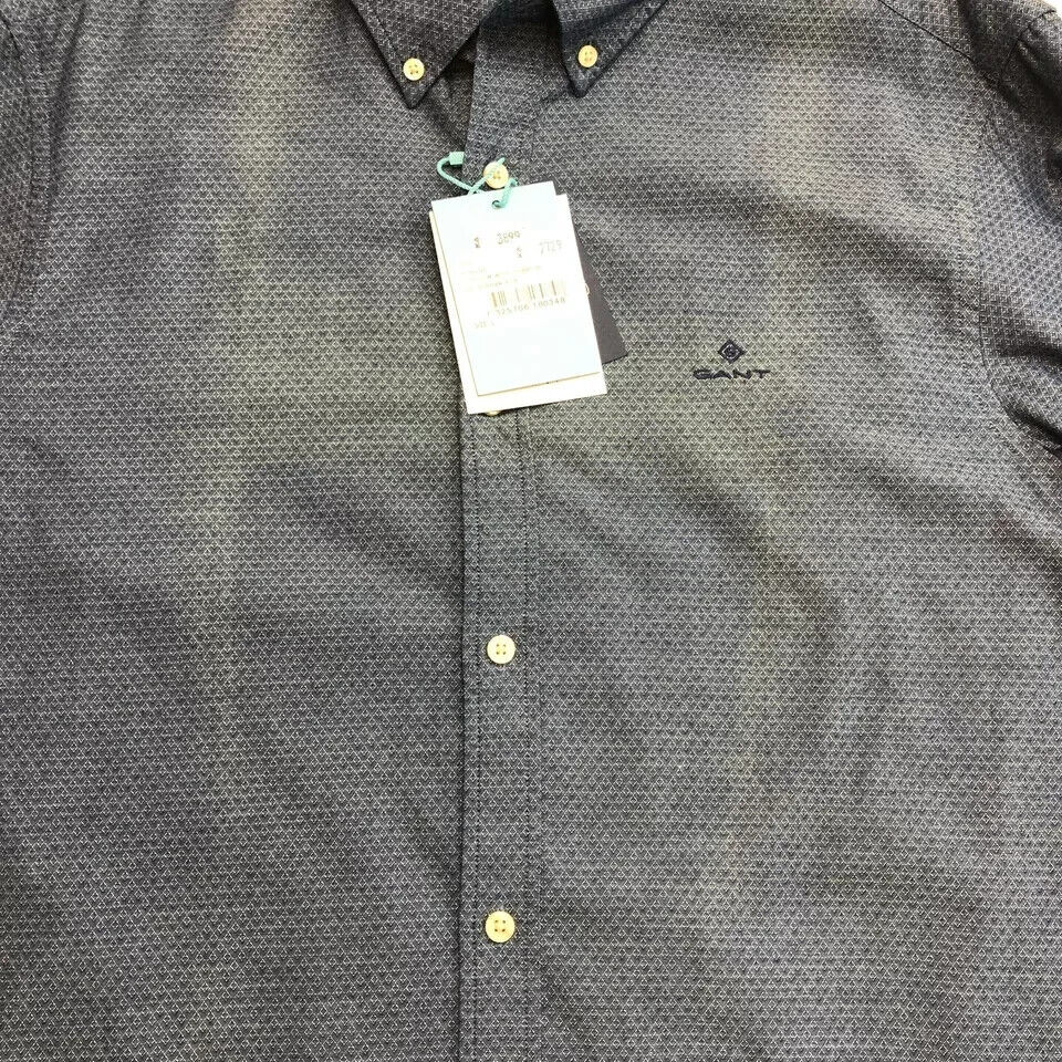 GANT Mens Navy Blue Tech Prep Indigo Dobby Slim Fit Shirt Size XL