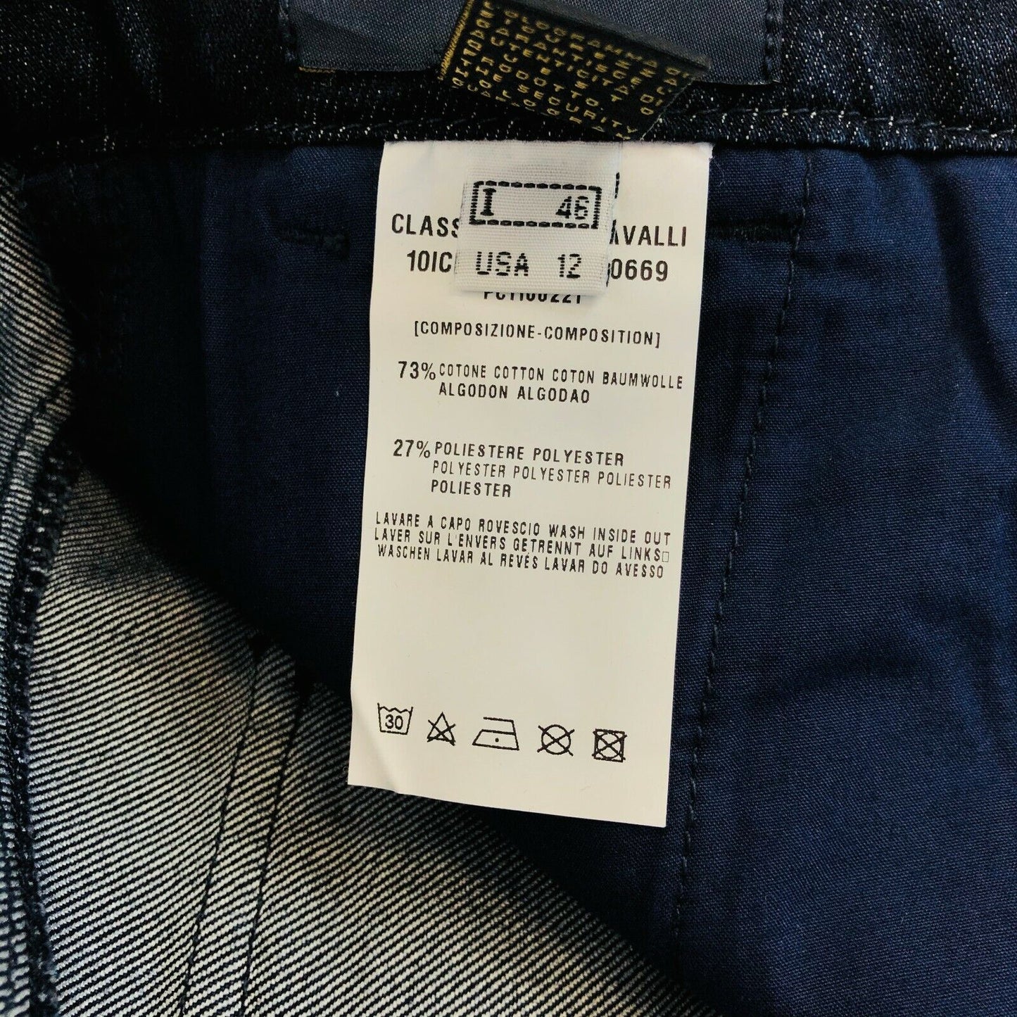 RRP $380 Roberto Cavalli Class Dark Blue Regular Jeans Size W32 / IT46 / UK14