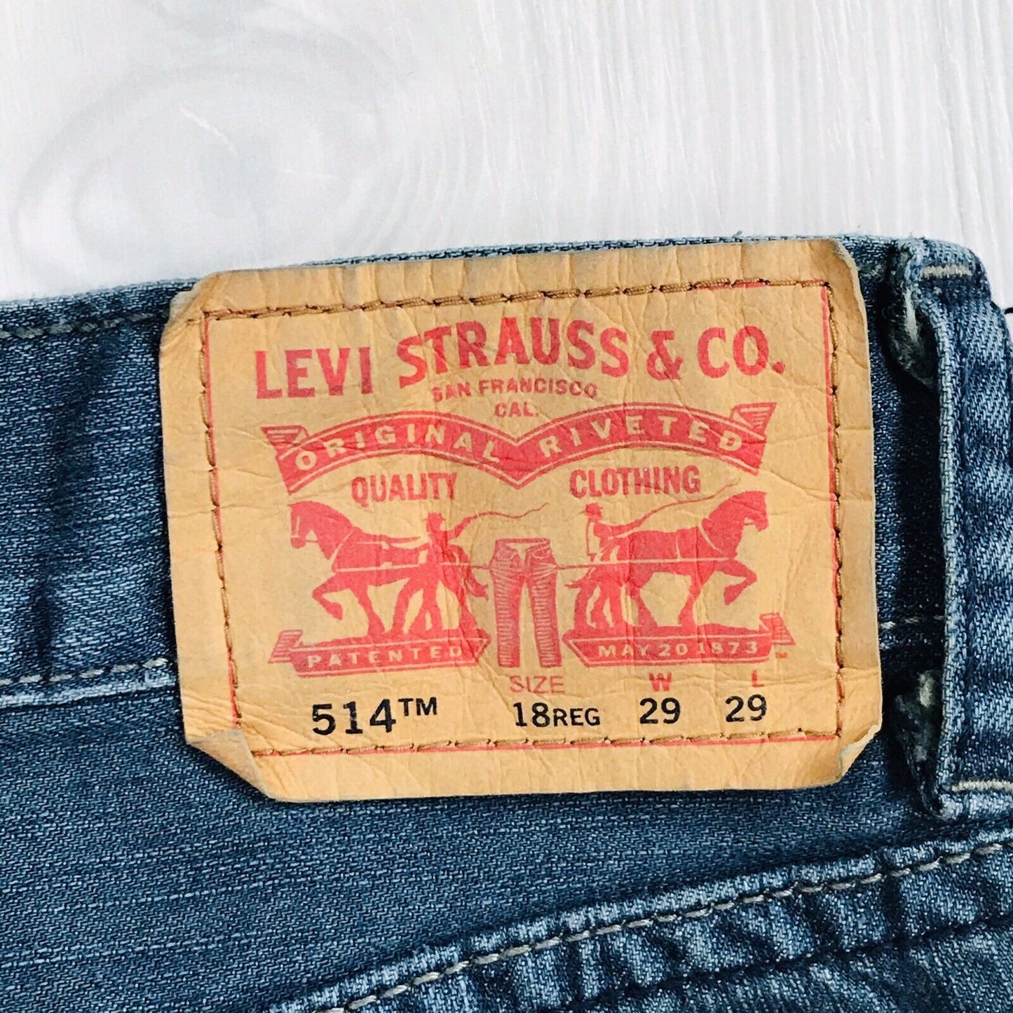 Vintage Levi's 514 Boys Dark Blue Slim Straight Fit Jeans 18 Reg / W29 L29