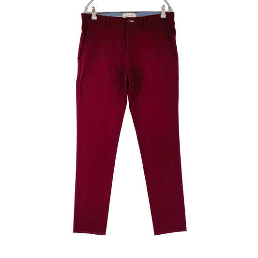 GANT Mens Dark Red Slim Fit Chino Trousers Size W32 L34