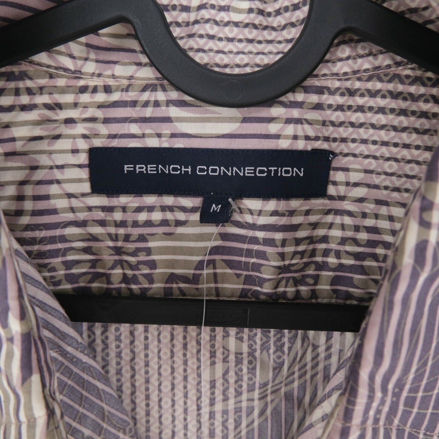 FRENCH CONNECTION Purple Striped Floral Print Short Sleeves Shirt Size M