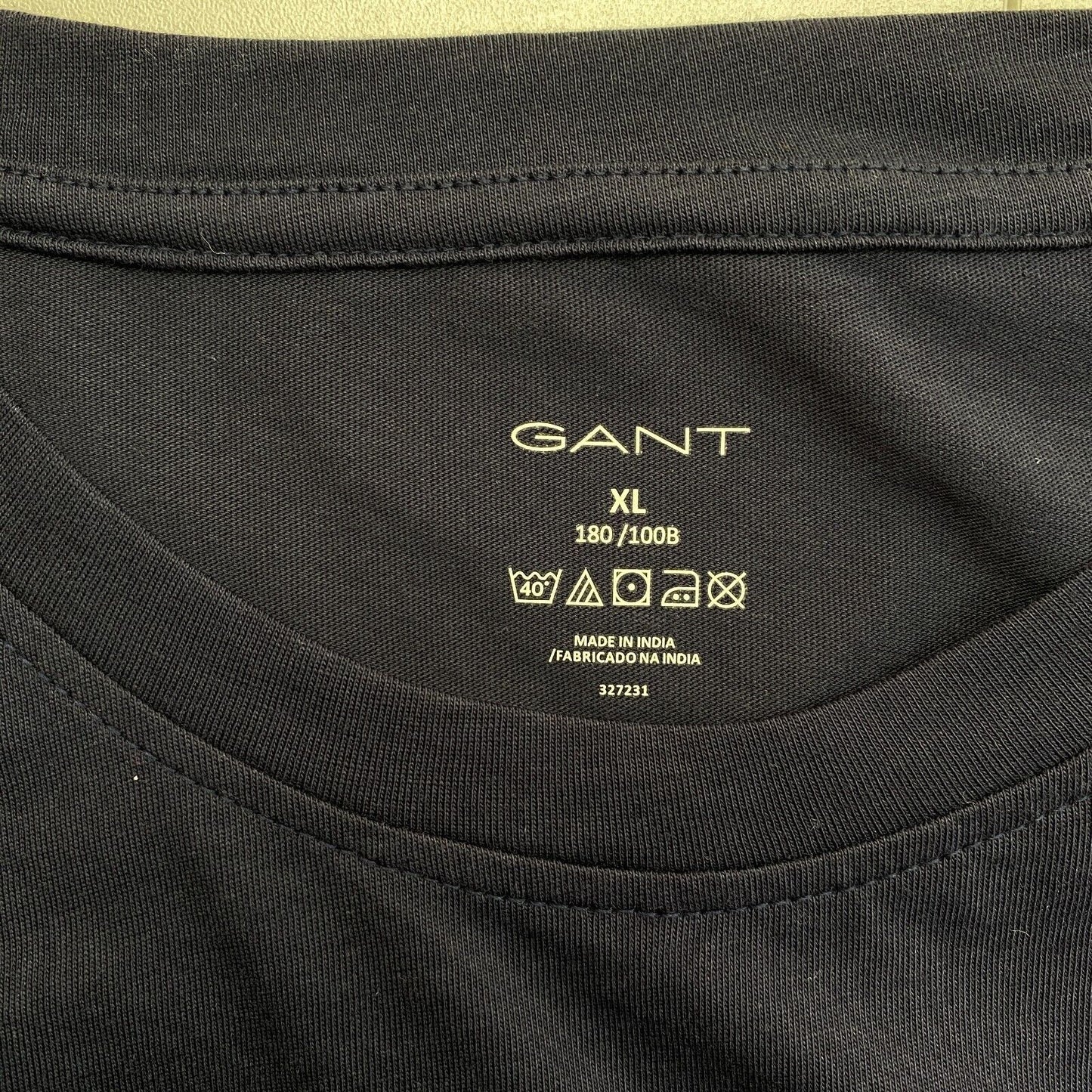 GANT Men Navy Blue Logo Crew Neck Short Sleeves T Shirt Size XL