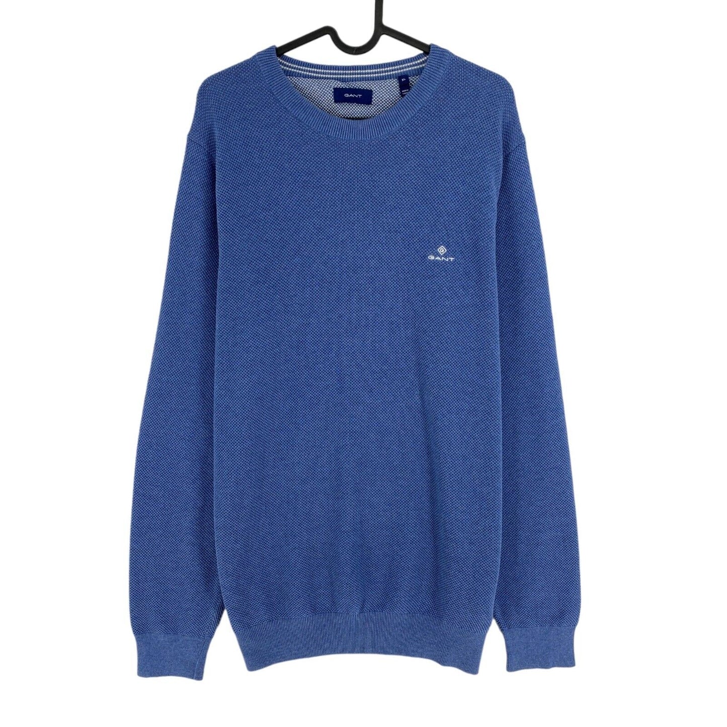 GANT Blue Cotton Pique Crew Neck Sweater Pullover Size XL