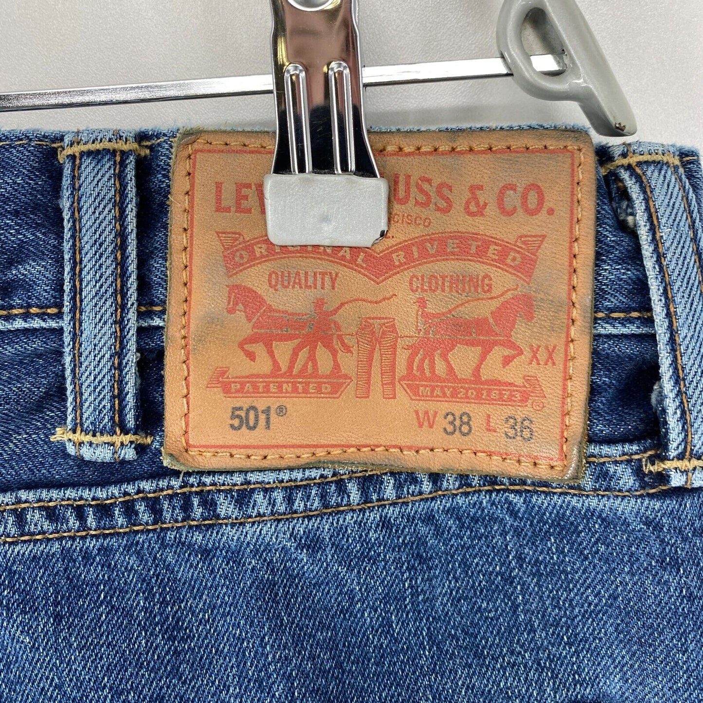 Levi's 501 Blau Original Regular Straight Fit Jeans W38 L28