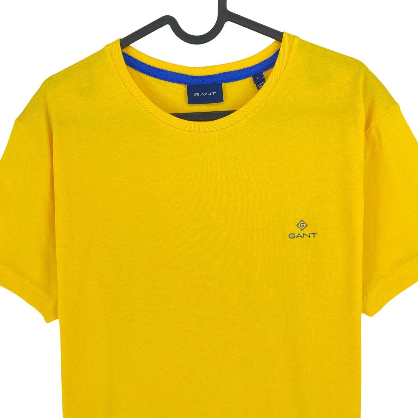 GANT Yellow Contrast Collar Crew Neck T Shirt Size L