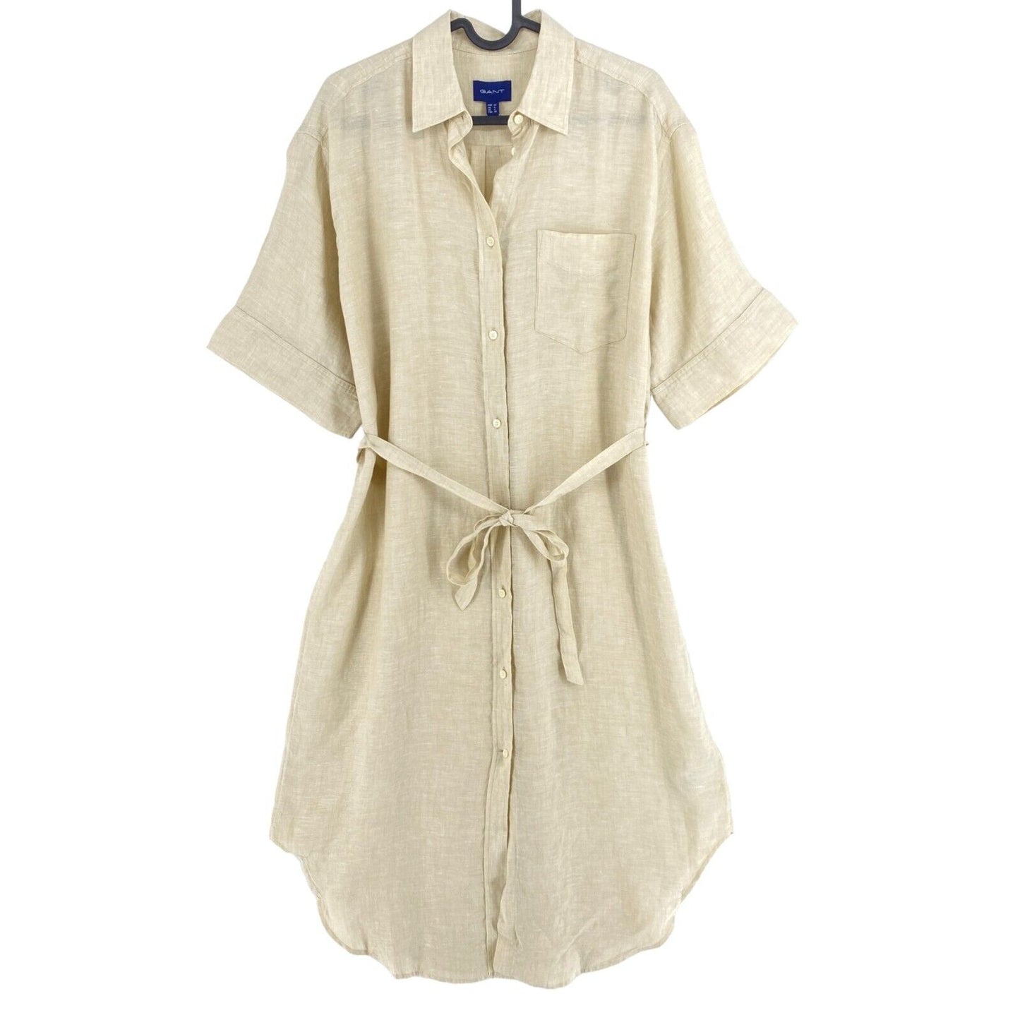 GANT Chemise en lin beige Robe à manches courtes Taille EU 34 UK 6 US 4