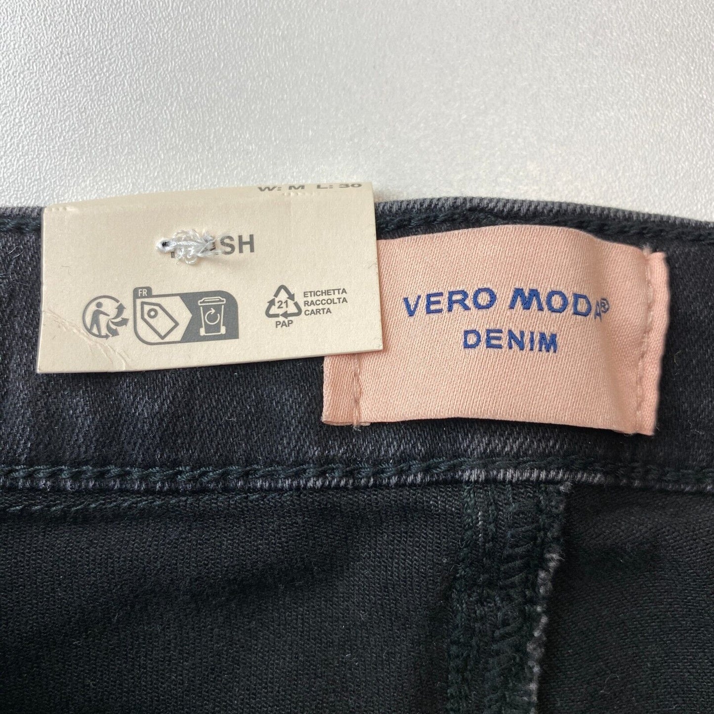 VERO MODA FLASH Damen Jeans mit mittelhohem Bund und Skinny-Fit, Dunkelgrau, Größe M, W28, L30