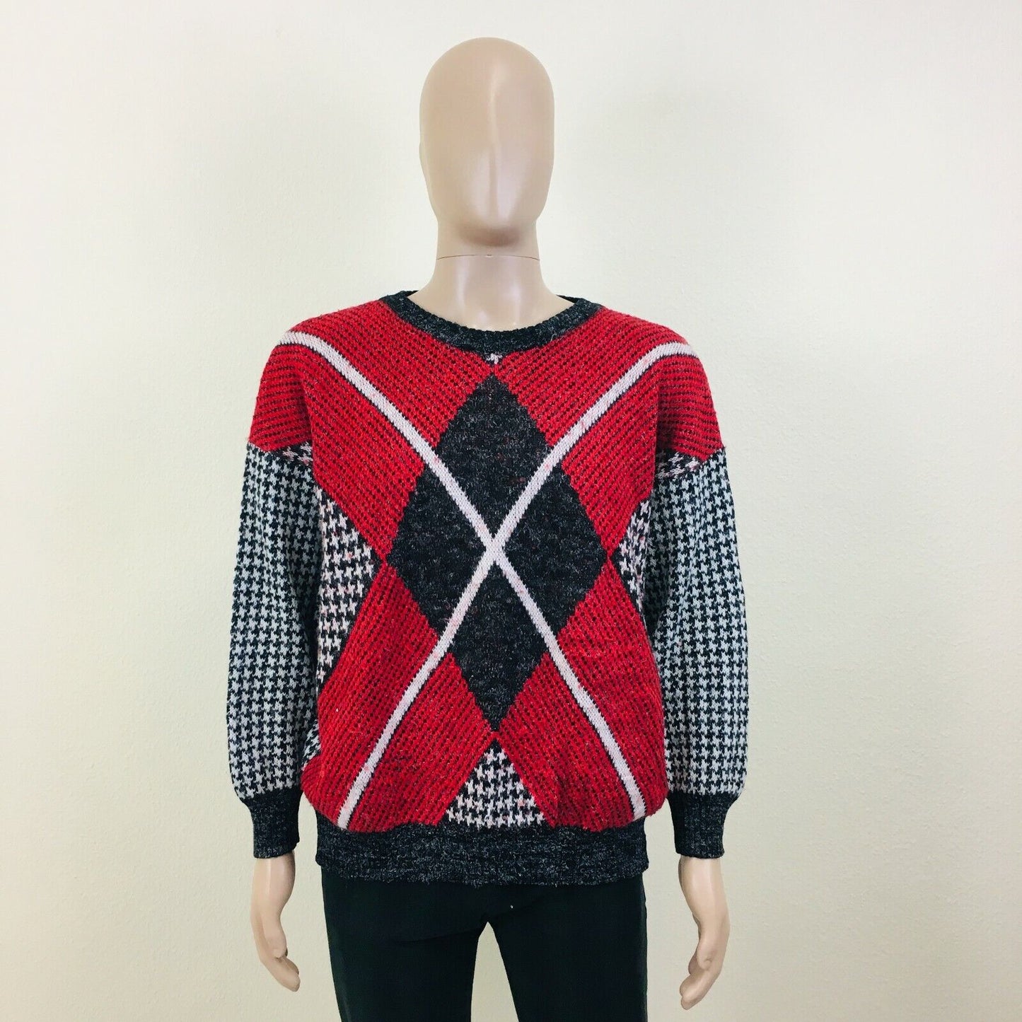 Cosby Vintage Retro 90s Red Sweater Jumper Size L Made in Italy!