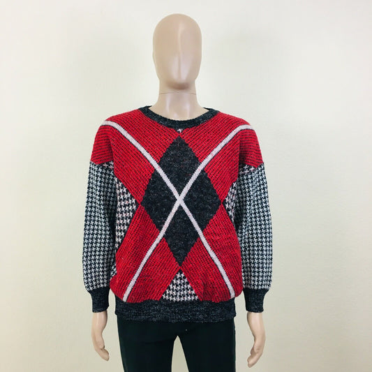 Cosby Vintage Retro 90s Red Sweater Jumper Size L Made in Italy!