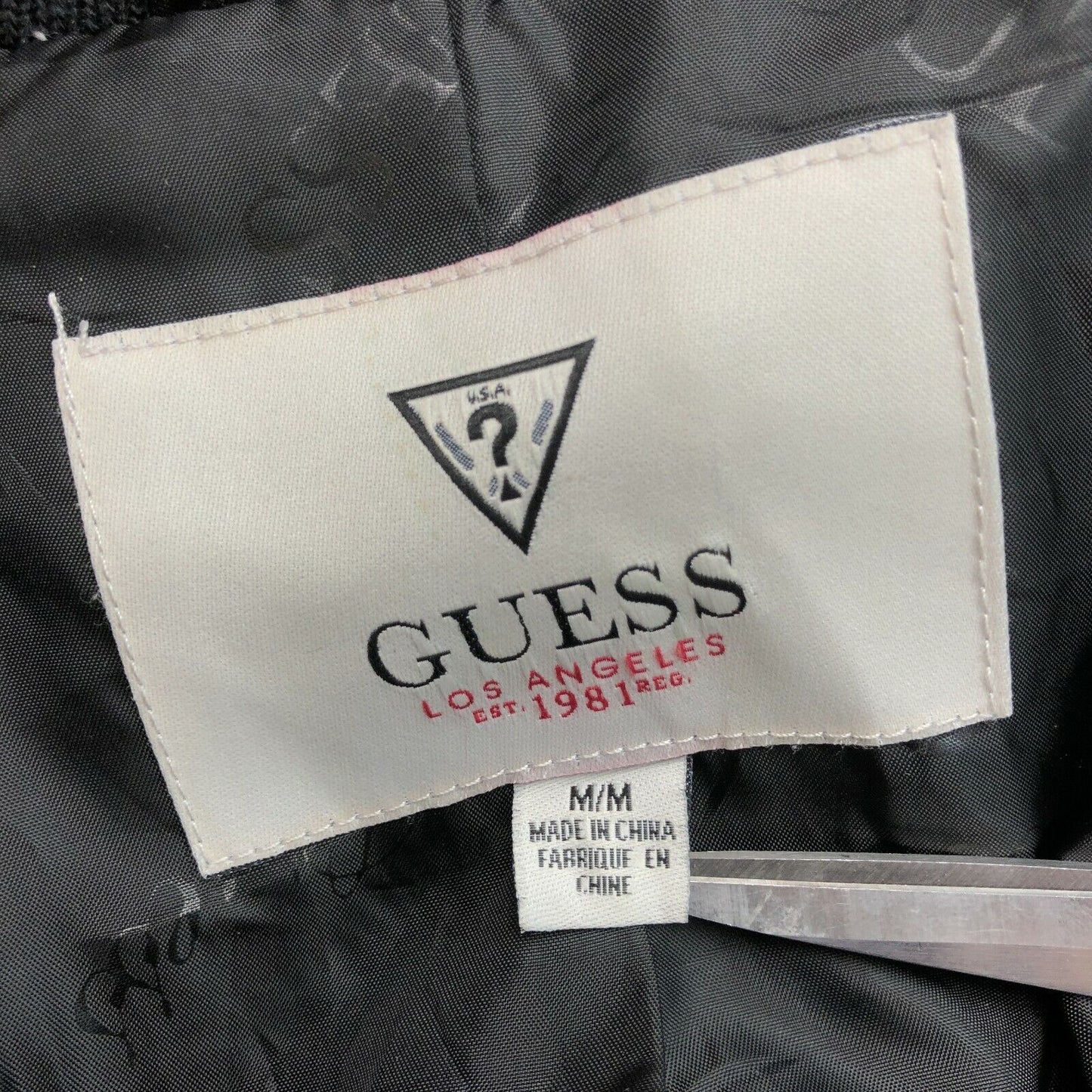 GUESS Black & White Belted Pea Jacket Coat Size M