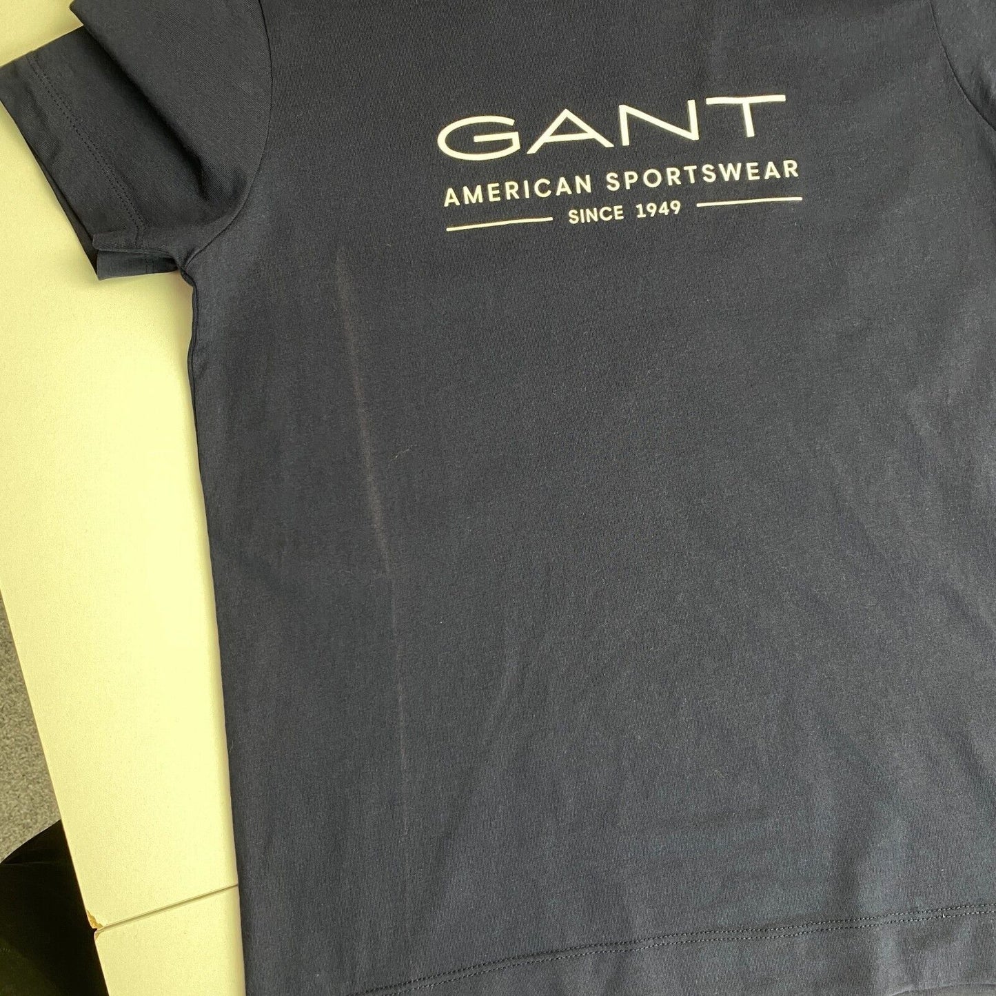 GANT T-shirt à col rond avec logo bleu Taille XS