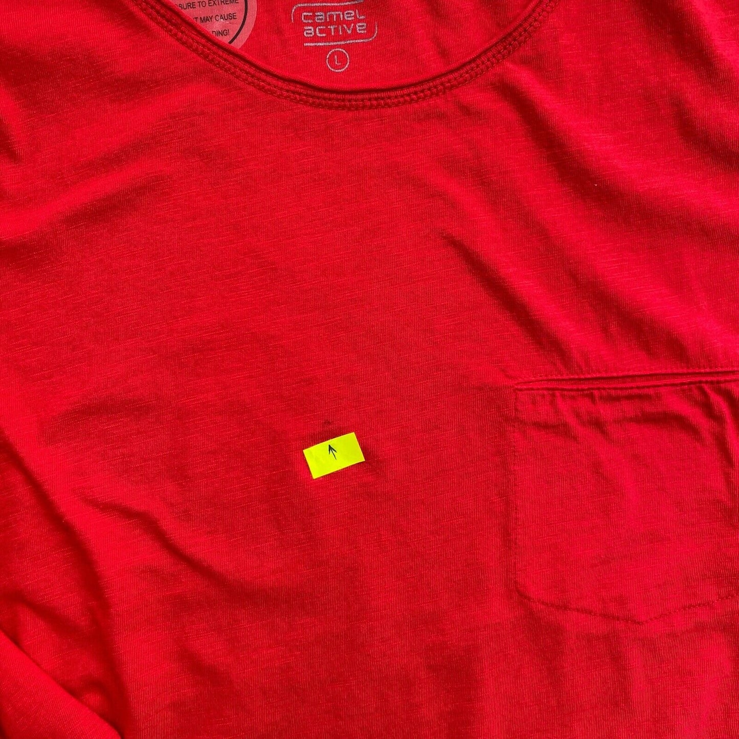 CAMEL ACTIVE Red Crew Neck Garment Dyed T Shirt Size L