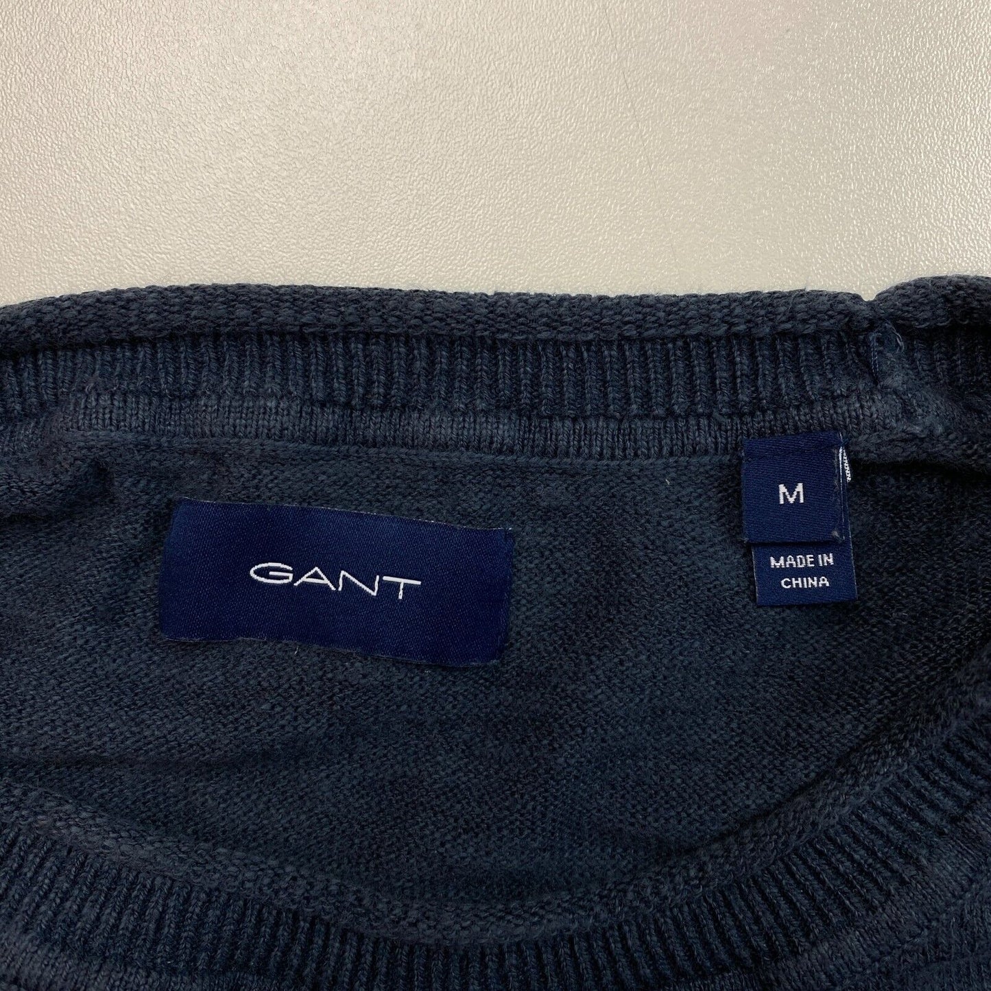 GANT Navy Blue Cotton Linen Crew Neck Sweater Pullover Size M