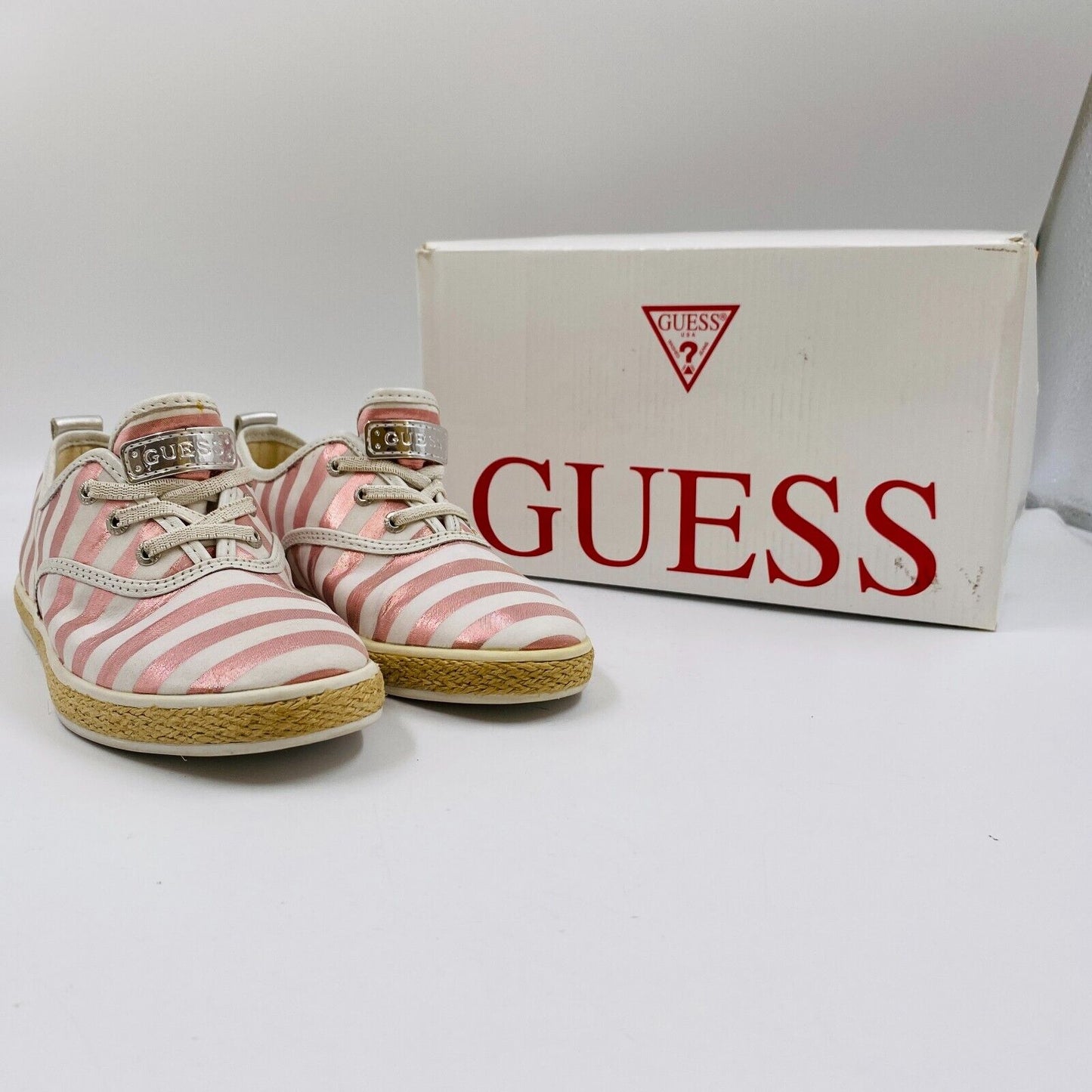 GUESS Women Pink Striped Sneakers Flats Shoes Size EU 36 US 5.5 UK 3