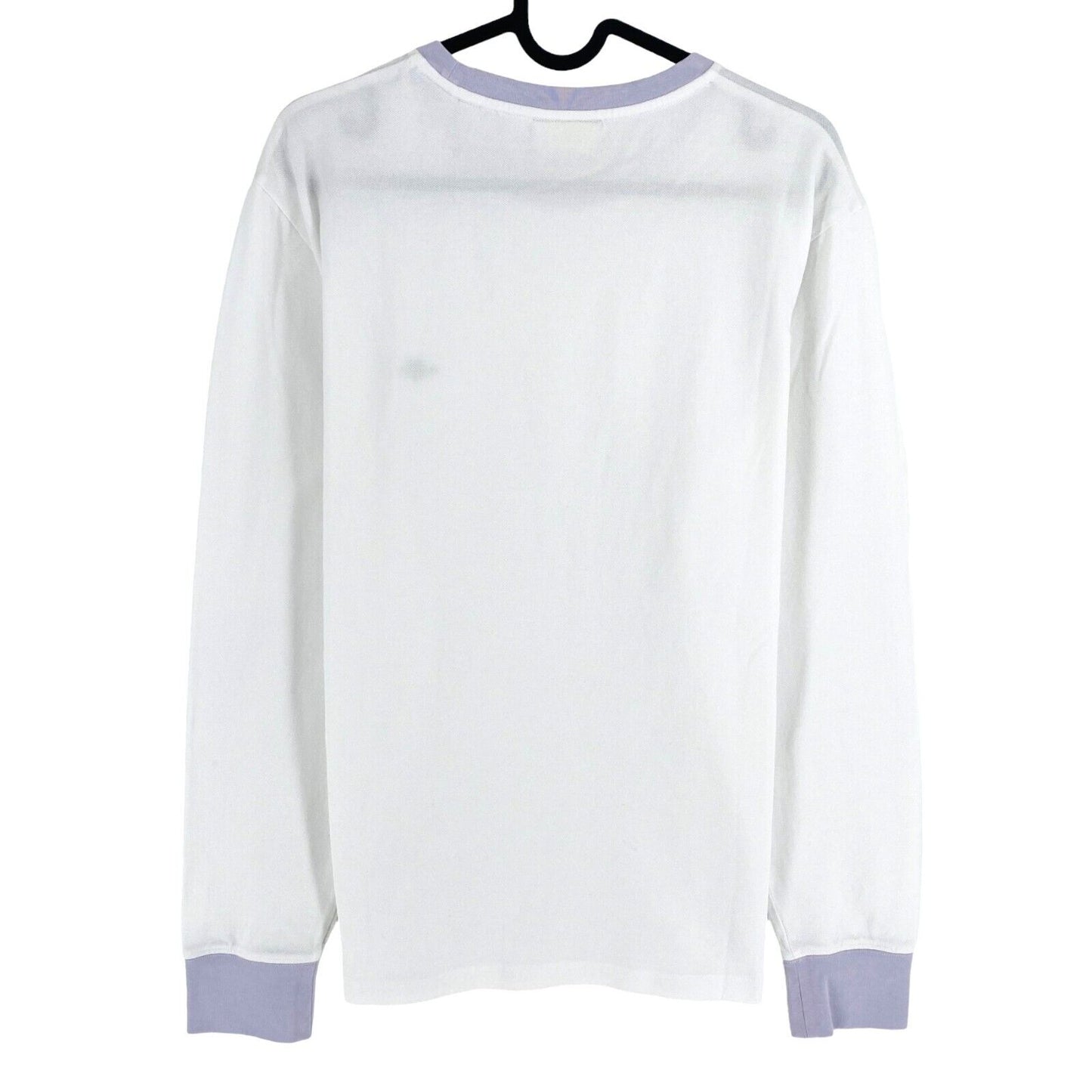 GANT Men White Pique Crew Neck Long Sleeves T Shirt Size M