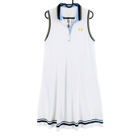 LA MARTINA White Sleeveless Piquet Polo Neck Dress Size 4 - L