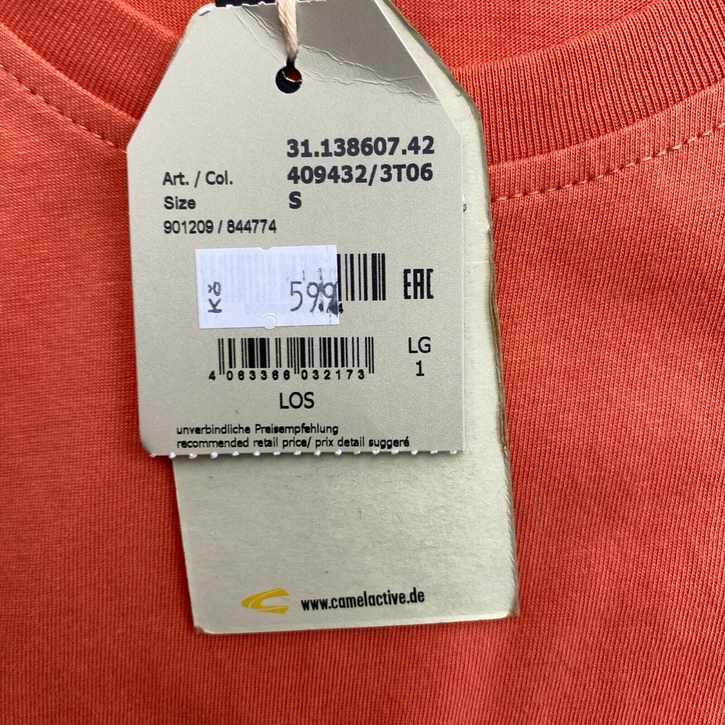 CAMEL ACTIVE Orange Rundhals T-Shirt Größe S