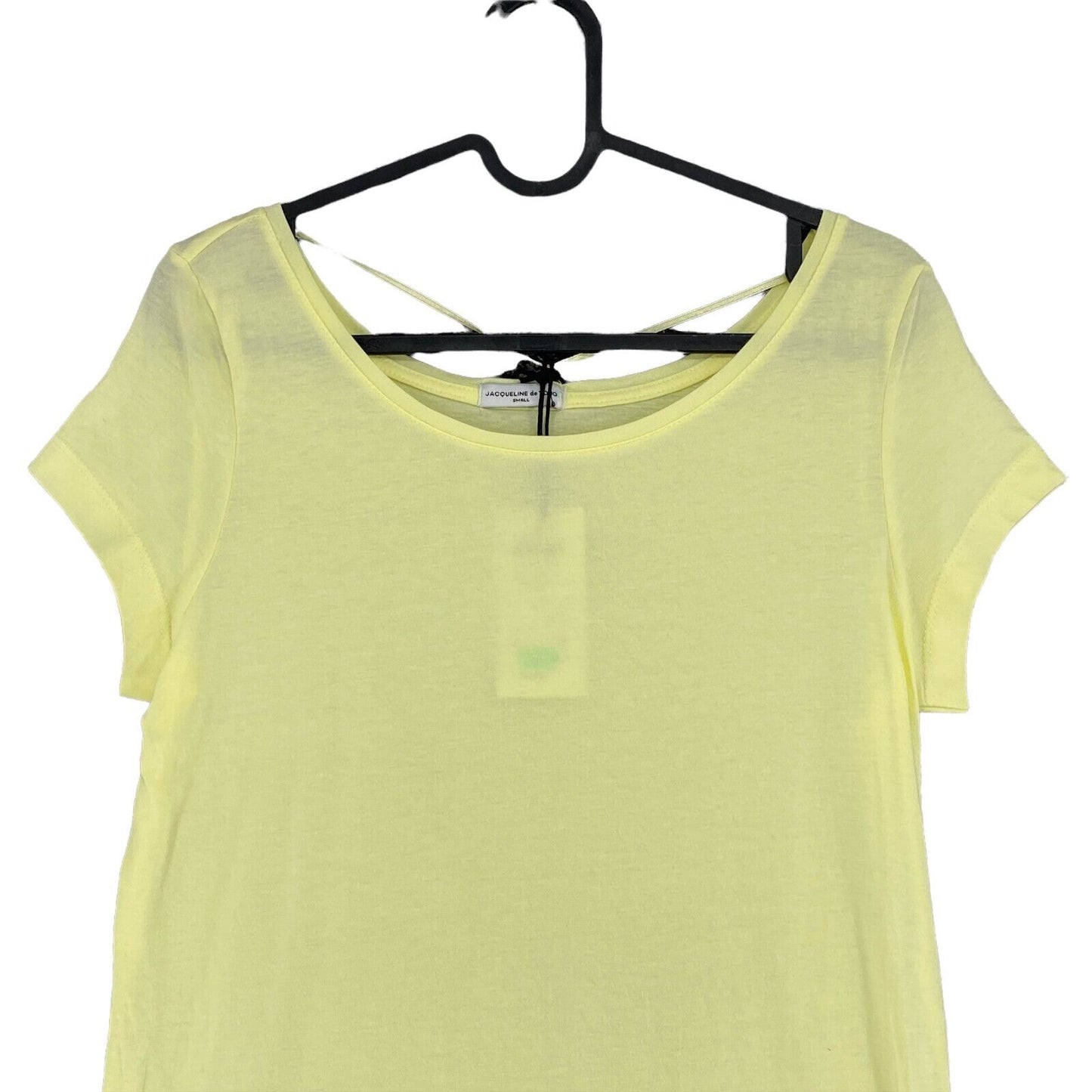 JACQUELINE de YONG Yellow 100% Cotton Short Sleeve Round Neck T-Shirt Top Size S