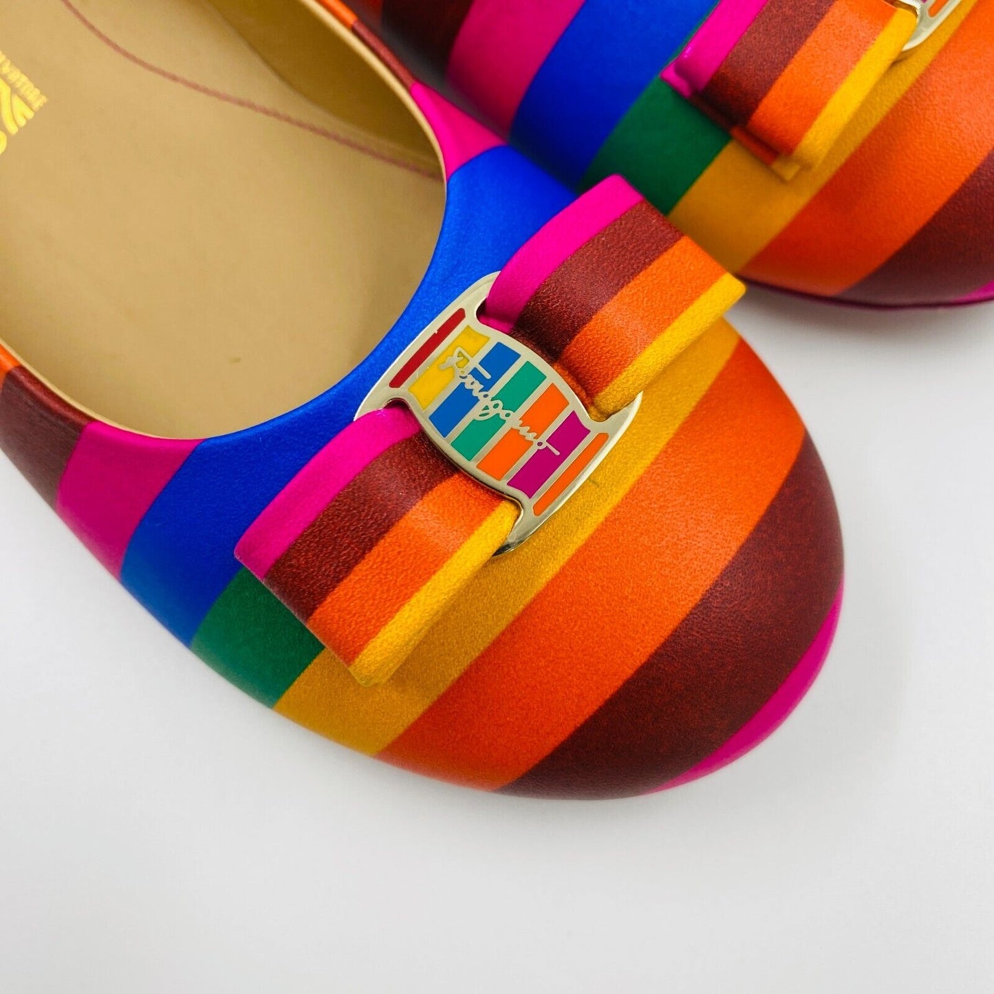 Salvatore Ferragamo Girls Colored Rainbow Min Flat Shoes Size EU 27 UK 9.5