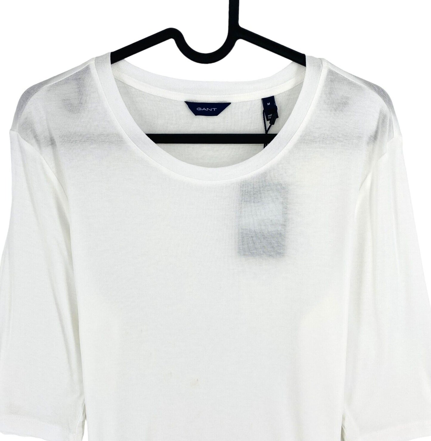 GANT Women White Light Weight Crew Neck T Shirt Size M