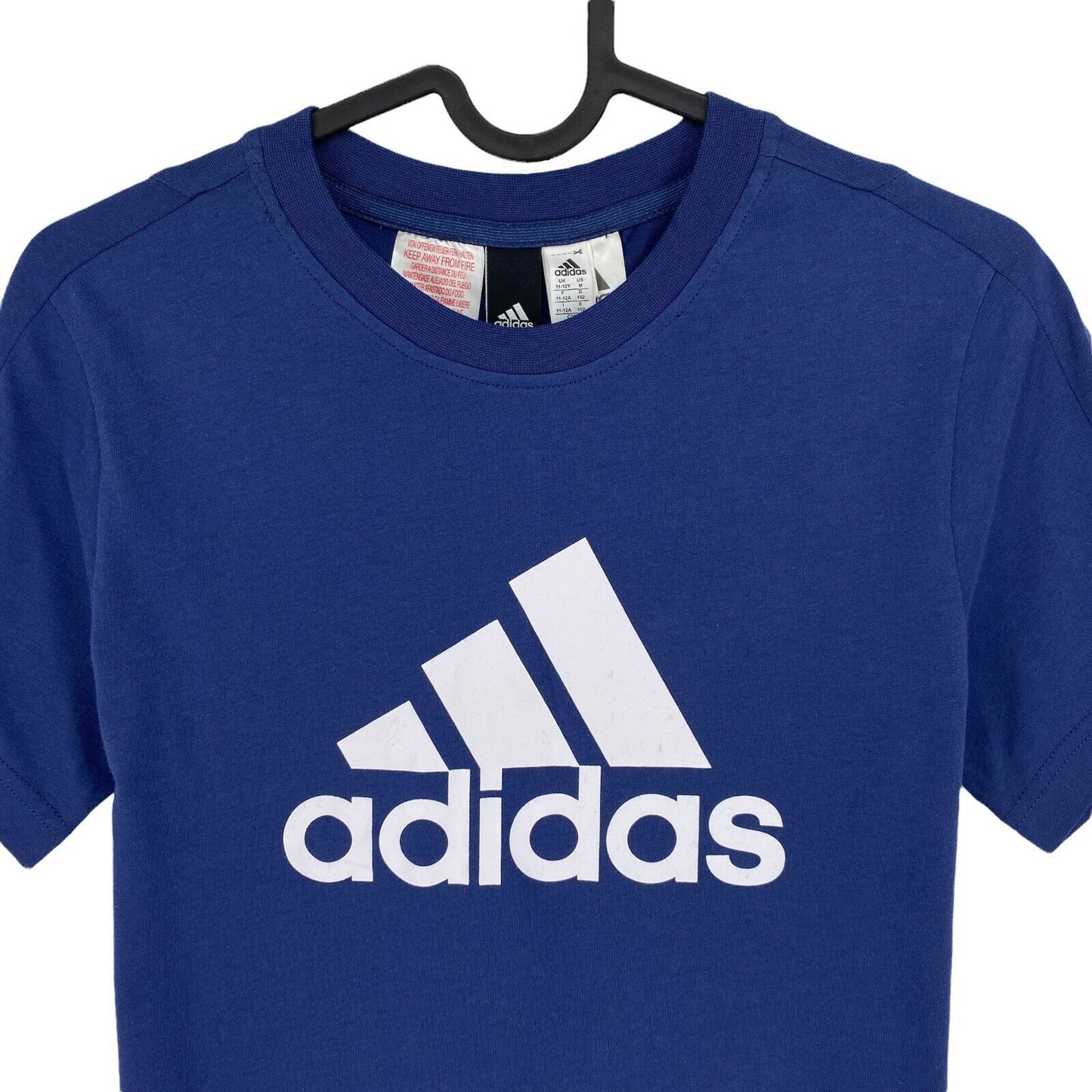 Adidas Youth Boys T-shirt à col rond avec logo bleu marine Taille 11-12 ans