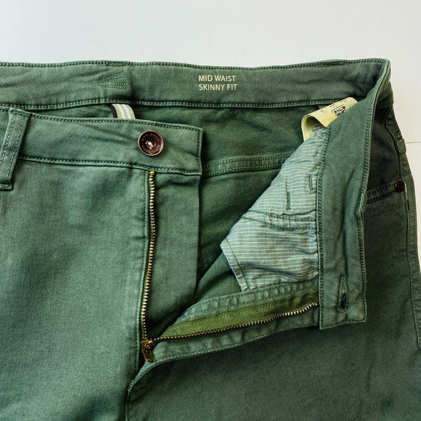 Camel Active Women Dark Green Mid Waist Skinny Fit Cargo Jeans Size W31 L32