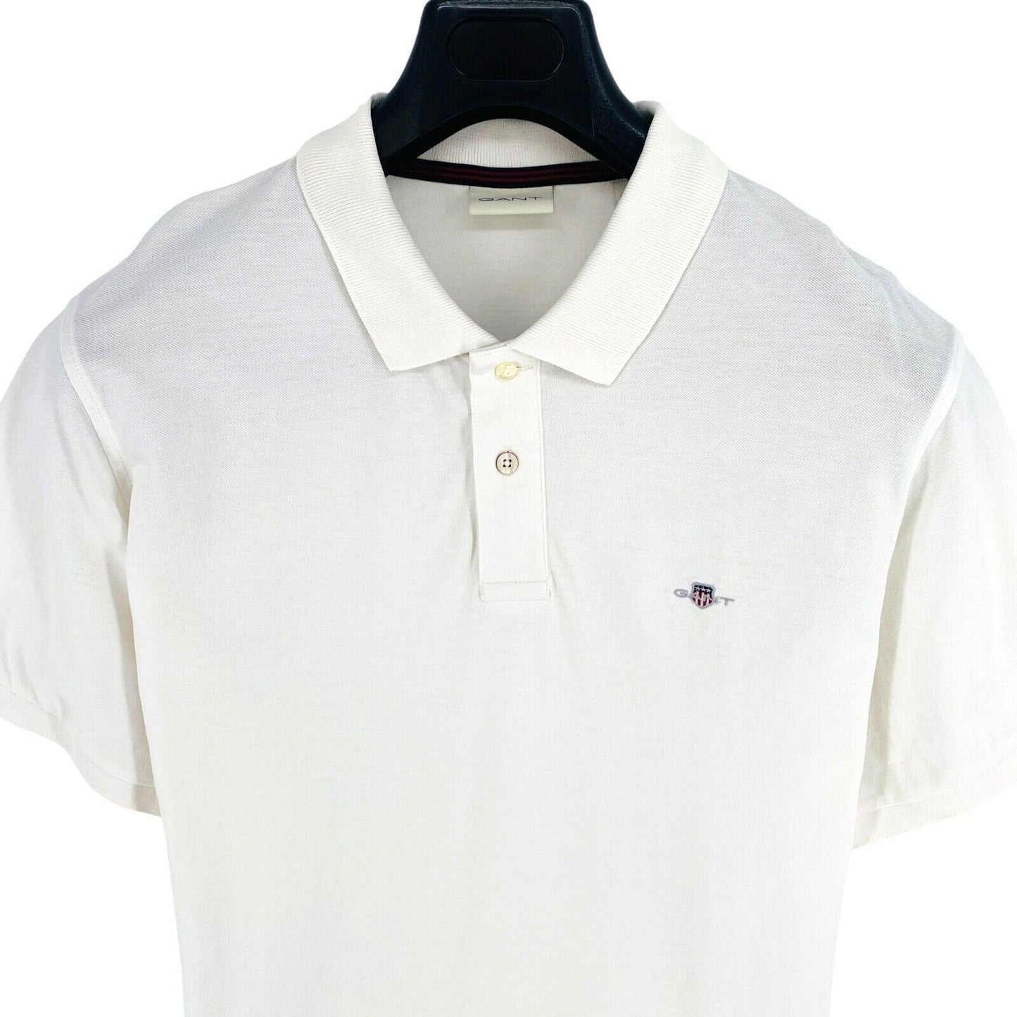 GANT Men White Reg Shield Pique Short Sleeves Polo Shirt Size XL