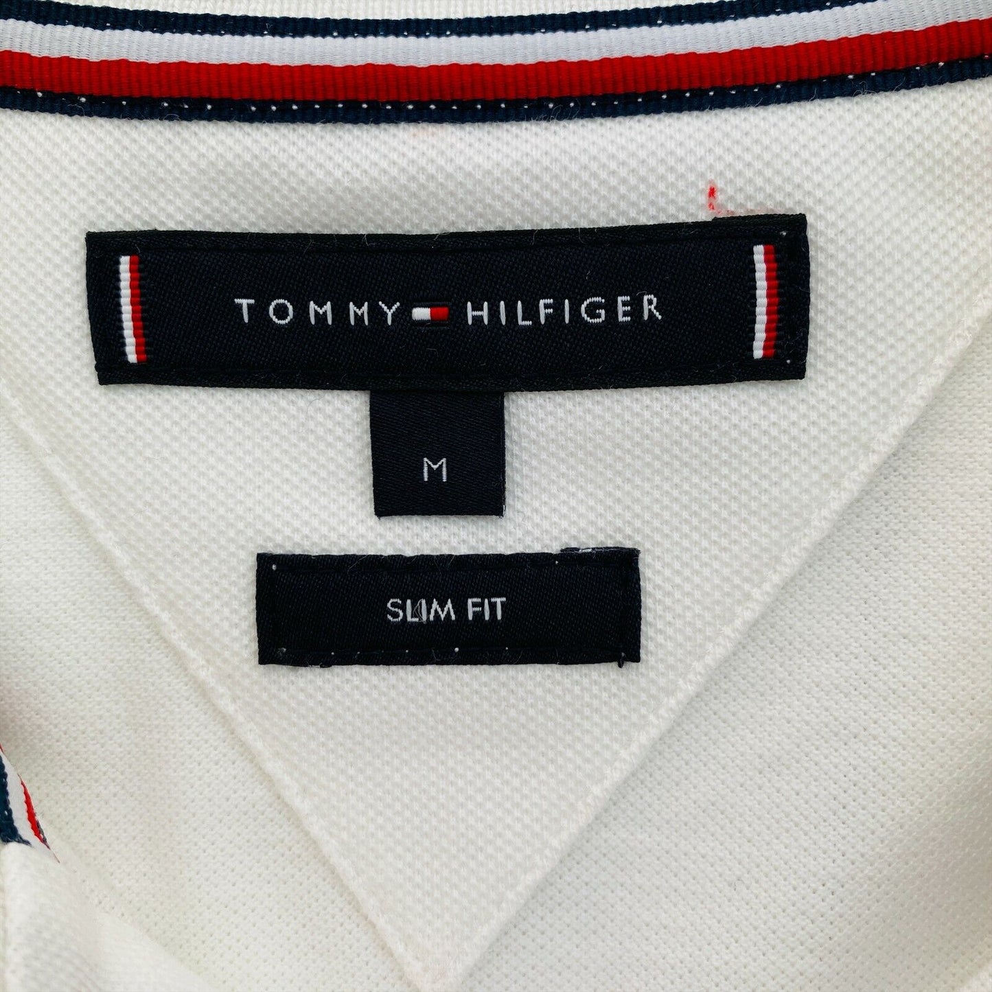 TOMMY HILFIGER White Slim Fit Polo Shirt Size M