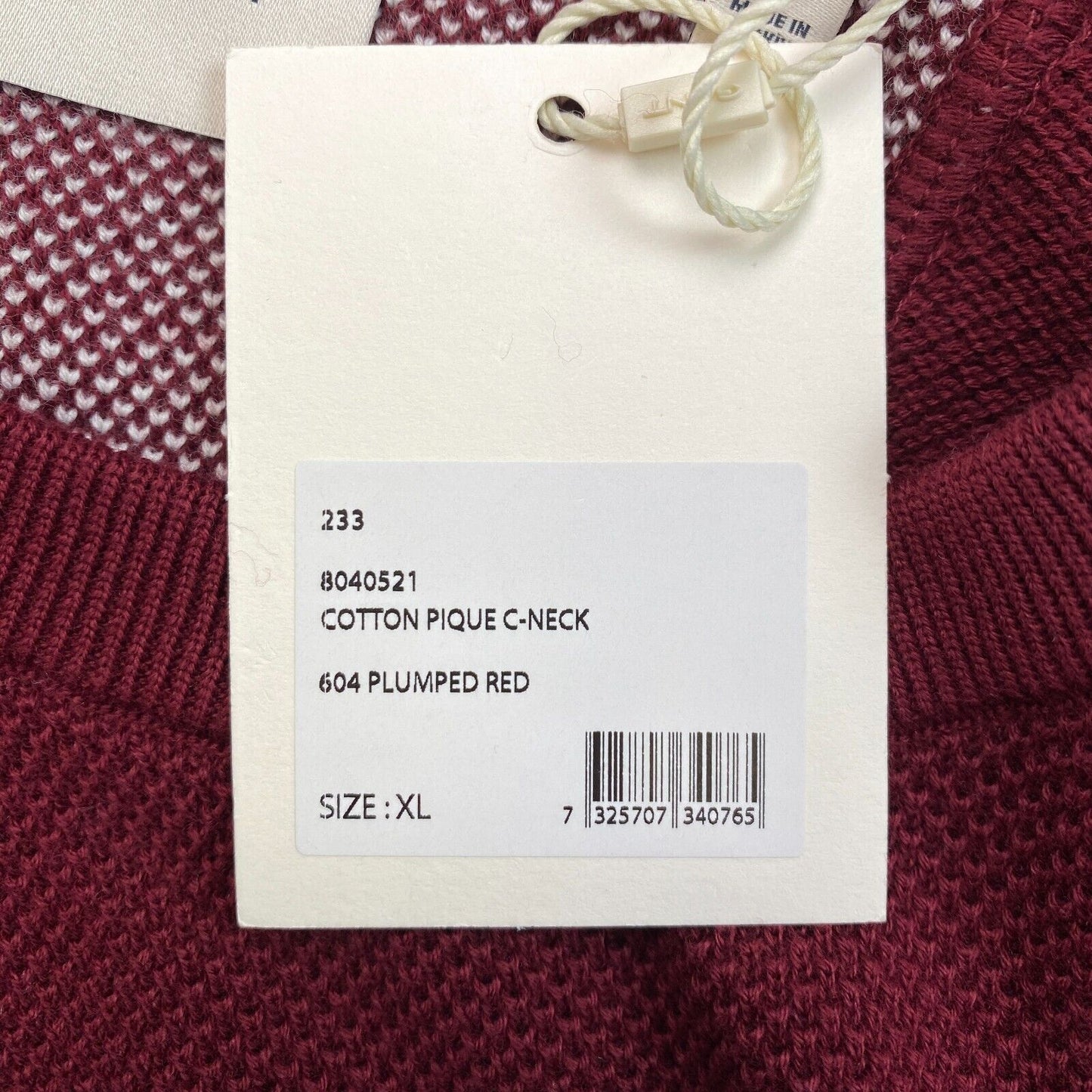 GANT Plumped Roter Baumwoll-Piqué-Pullover mit Rundhalsausschnitt, Größe XL