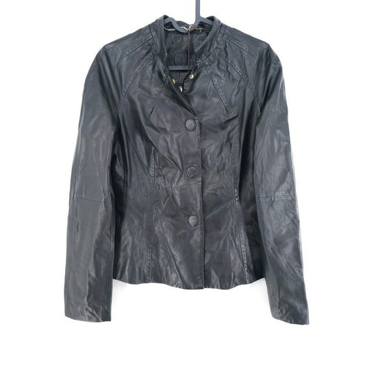 TRUSSARDI Black Leather Jacket Size IT 42 EUR 36