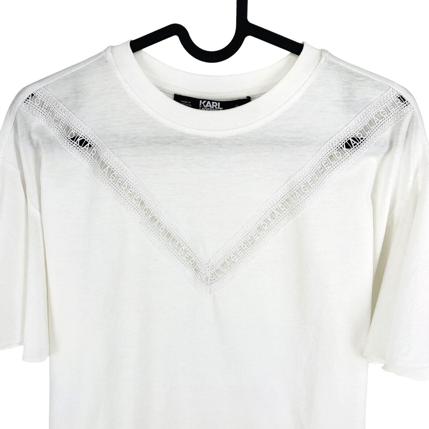 KARL LAGERFELD Women White Crew Neck T Shirt Size XS