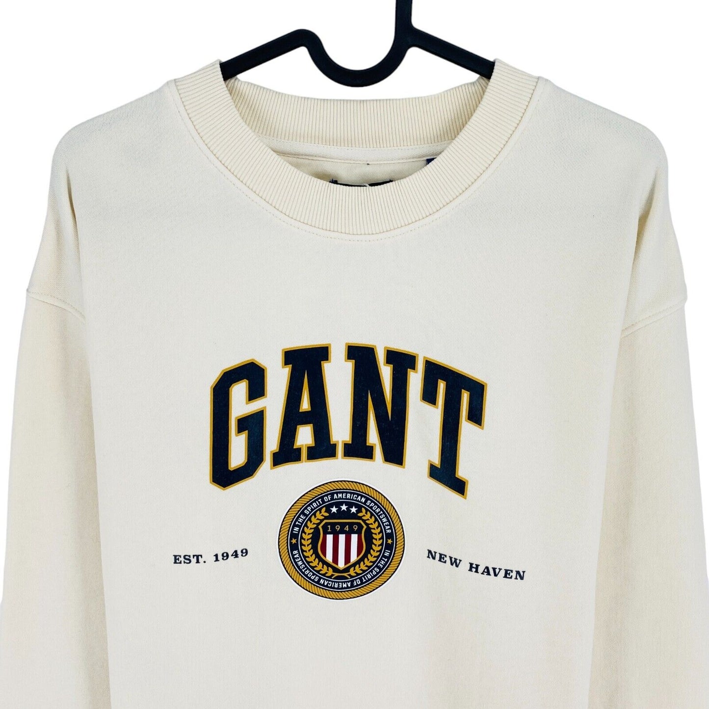 GANT Beige Crest Shield Crew Neck Sweater Jumper Size L