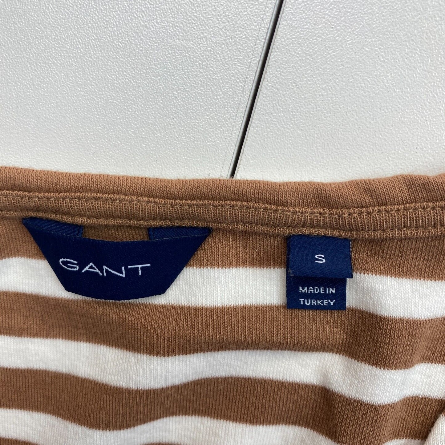 GANT Brown Striped Crew Neck Long Sleeves T Shirt Size S