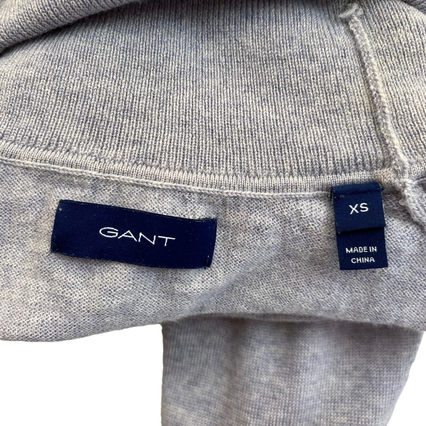 GANT Grey 100% Wool High Neck Sweater Jumper Size XS