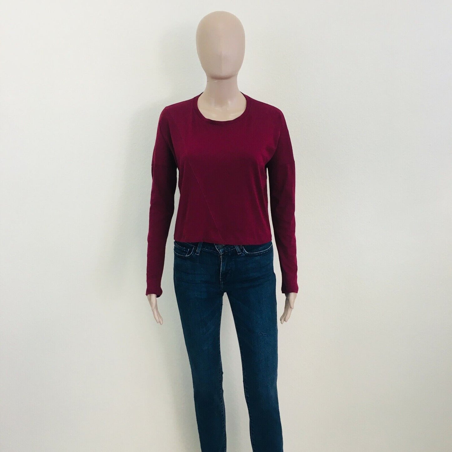 ZARA Trafaluc Red Long Sleeve T Shirt Top Blouse Size S