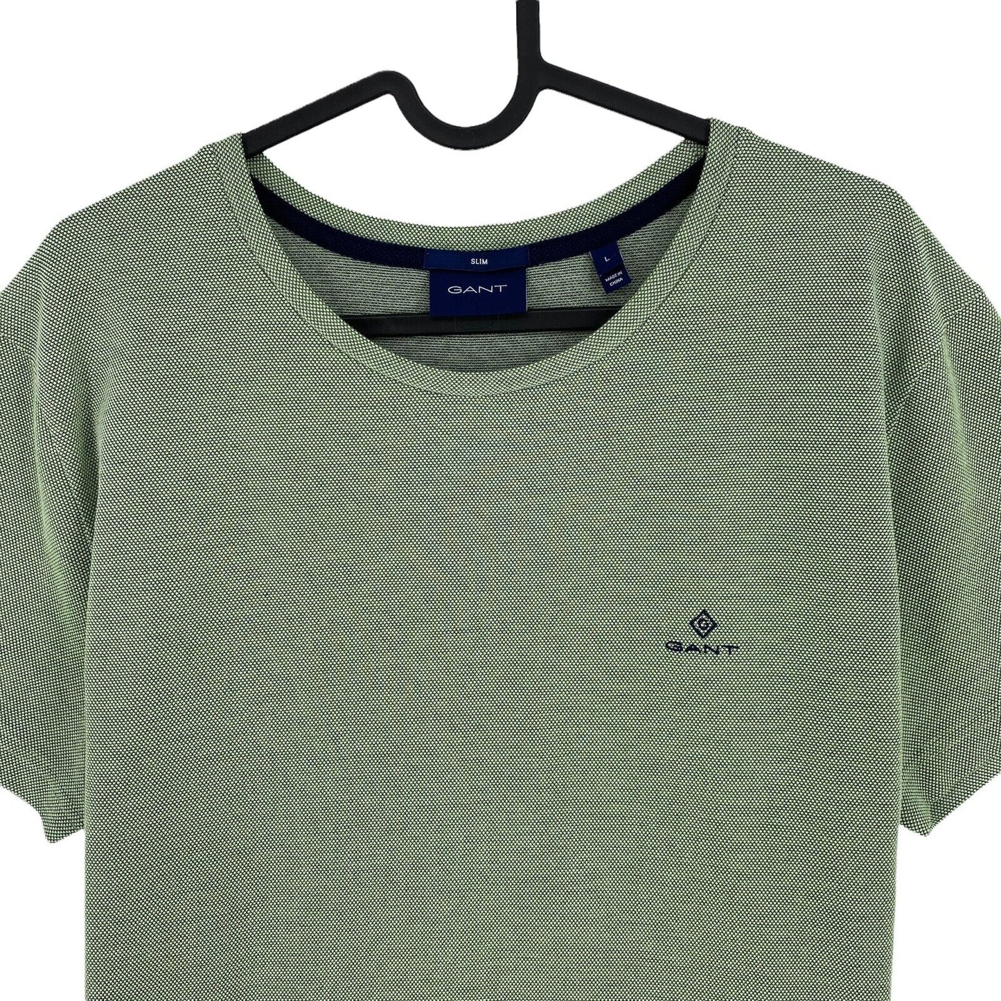 GANT Green 4-Col Oxford Slim Crew Neck T-Shirt Size L